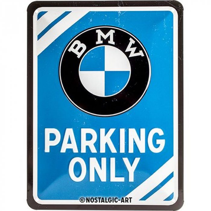 Blechschild BMW Parking blau 1